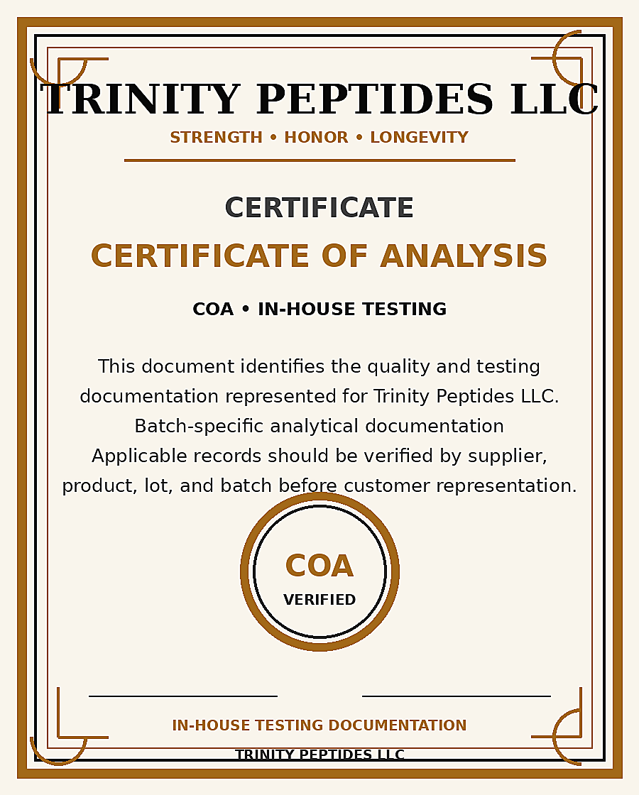 Trinity Peptides LLC certificate of analysis illustration